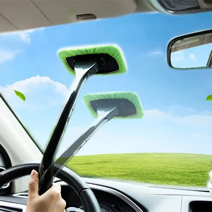 Car Window Cleaning Brush Kit, Windshield Cleaner Tool, Interior Car Glass Wiper with Long Handle, Durable & Effective Cleaning Supplies, Car Washing Kit, Car Care Products, Auto Detailing Supplies, Auto Accessories, Car Detailer