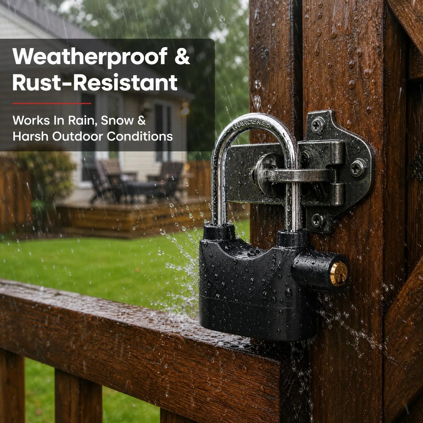 Anti-Theft Alarm Padlock with Lock Hasps, Aluminum Alloy Material，110Db Loud Siren, Heavy Duty Weatherproof Security Lock, Key/Combination Access, Vibration-Triggered Alarm for Bikes, Gates, Outdoor Use
