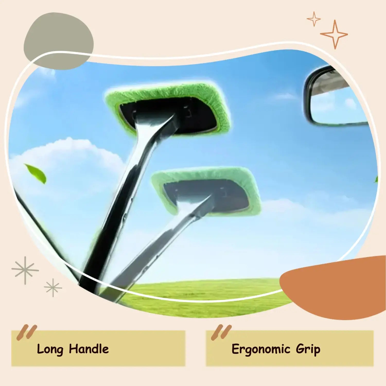 Car Window Cleaning Brush Kit, Windshield Cleaner Tool, Interior Car Glass Wiper with Long Handle, Durable & Effective Cleaning Supplies, Car Washing Kit, Car Care Products, Auto Detailing Supplies, Auto Accessories, Car Detailer