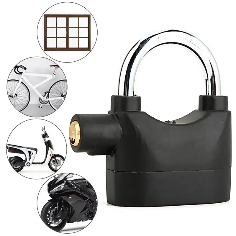 Anti-Theft Alarm Padlock with Lock Hasps, Aluminum Alloy Material，110Db Loud Siren, Heavy Duty Weatherproof Security Lock, Key/Combination Access, Vibration-Triggered Alarm for Bikes, Gates, Outdoor Use