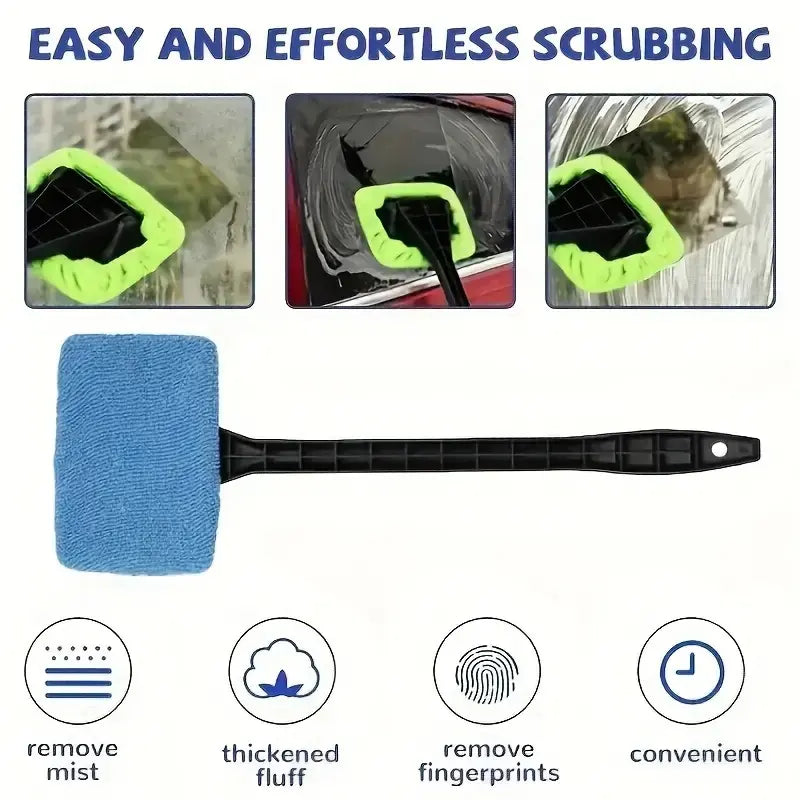 Car Window Cleaning Brush Kit, Windshield Cleaner Tool, Interior Car Glass Wiper with Long Handle, Durable & Effective Cleaning Supplies, Car Washing Kit, Car Care Products, Auto Detailing Supplies, Auto Accessories, Car Detailer