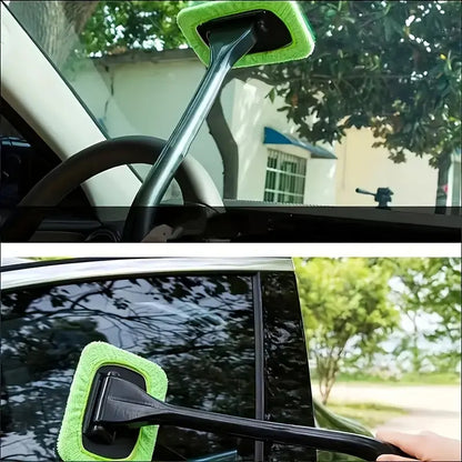 Car Window Cleaning Brush Kit, Windshield Cleaner Tool, Interior Car Glass Wiper with Long Handle, Durable & Effective Cleaning Supplies, Car Washing Kit, Car Care Products, Auto Detailing Supplies, Auto Accessories, Car Detailer