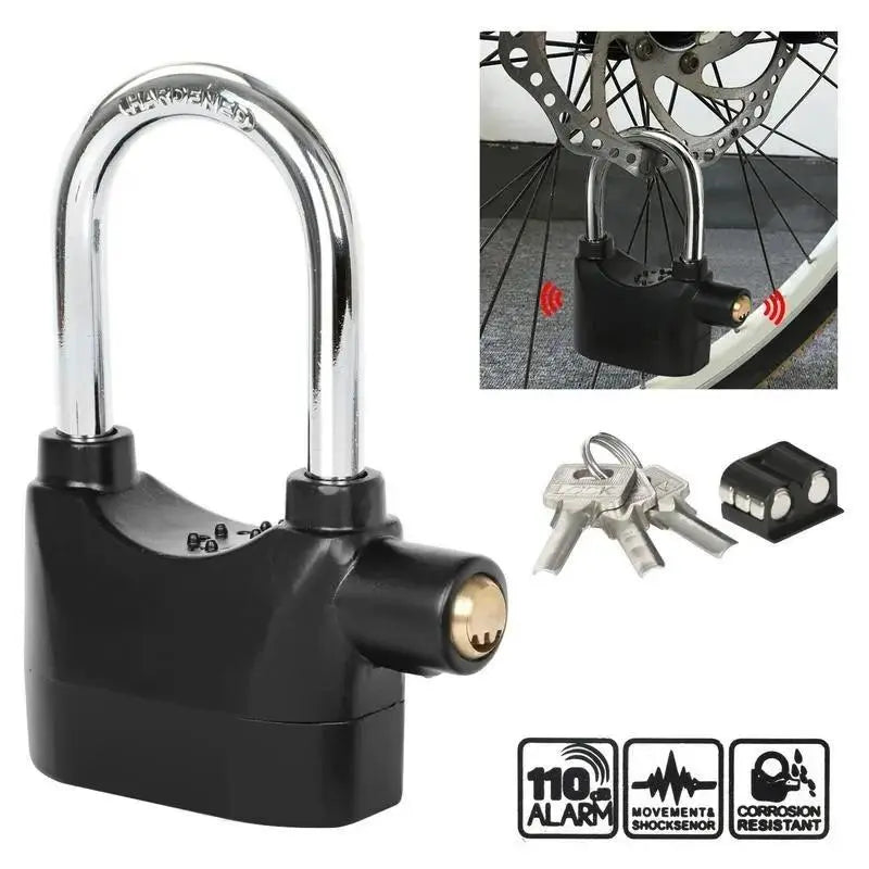 Anti-Theft Alarm Padlock with Lock Hasps, Aluminum Alloy Material，110Db Loud Siren, Heavy Duty Weatherproof Security Lock, Key/Combination Access, Vibration-Triggered Alarm for Bikes, Gates, Outdoor Use