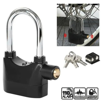 Anti-Theft Alarm Padlock with Lock Hasps, Aluminum Alloy Material，110Db Loud Siren, Heavy Duty Weatherproof Security Lock, Key/Combination Access, Vibration-Triggered Alarm for Bikes, Gates, Outdoor Use