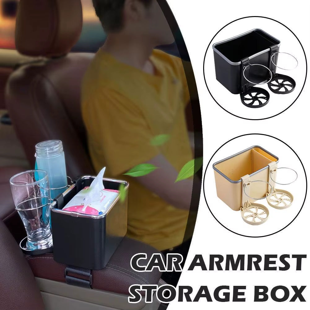 Multi-Function Car Armrest Storage Box Armrest Organizers Car Stowing Tidying Accessories for Phone Tissue Cup Drink Holder F2W3